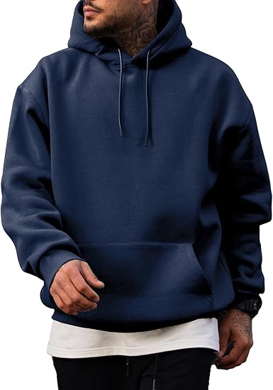 Men’s Casual Loose Fit Hoodie – Pullover Fleece Sweatshirt with Kangaroo Pocket, Autumn Winter Warm Long Sleeve