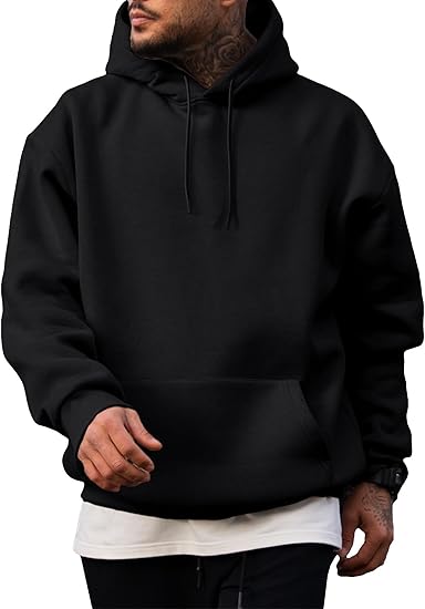 Classic Oversized Black Hoodie – Unisex Pullover Sweatshirt with Front Pocket