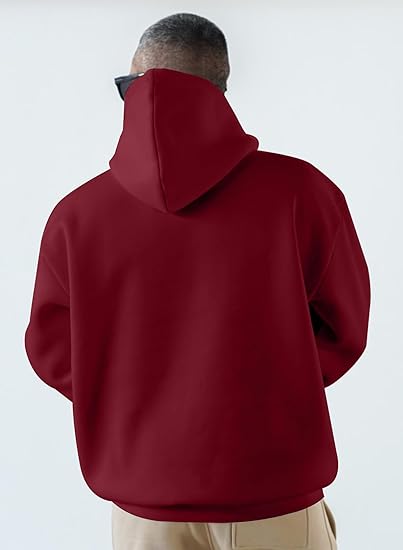 Men's Casual Loose Fit Hoodie – Thickened Fleece Pullover Sweatshirt with Kangaroo Pocket, Solid Color, Autumn & Winter Wear