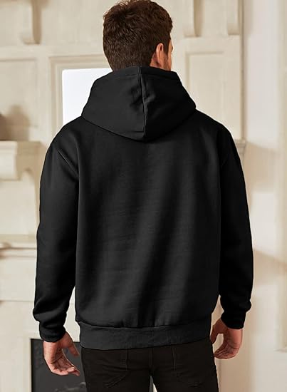 Classic Oversized Black Hoodie – Unisex Pullover Sweatshirt with Front Pocket