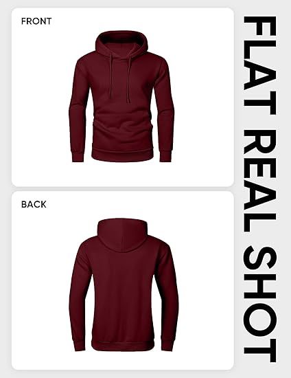 Men's Casual Loose Fit Hoodie – Thickened Fleece Pullover Sweatshirt with Kangaroo Pocket, Solid Color, Autumn & Winter Wear