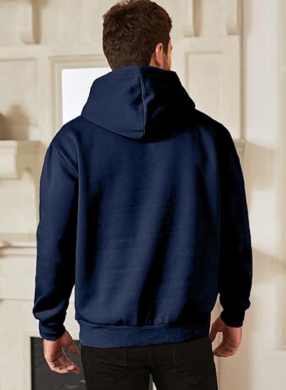 Men’s Casual Loose Fit Hoodie – Pullover Fleece Sweatshirt with Kangaroo Pocket, Autumn Winter Warm Long Sleeve