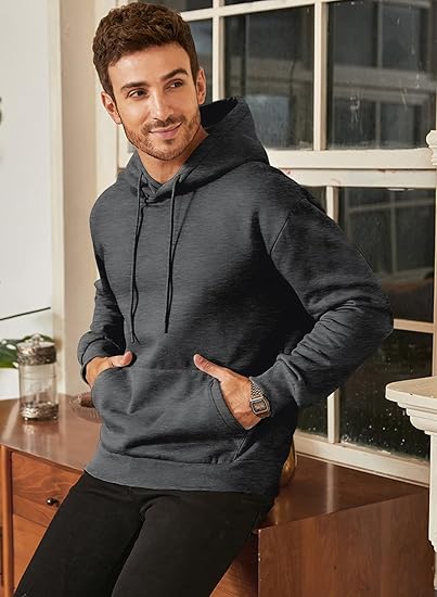 Men’s Casual Hoodie – Classic Pullover Sweatshirt with Kangaroo Pocket and Drawstring Hood, Warm Loose Fit