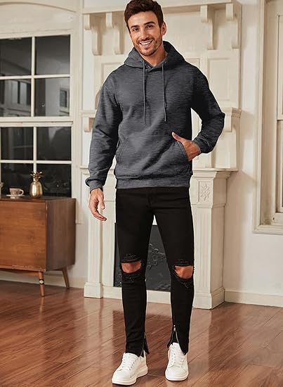 Men’s Casual Hoodie – Classic Pullover Sweatshirt with Kangaroo Pocket and Drawstring Hood, Warm Loose Fit