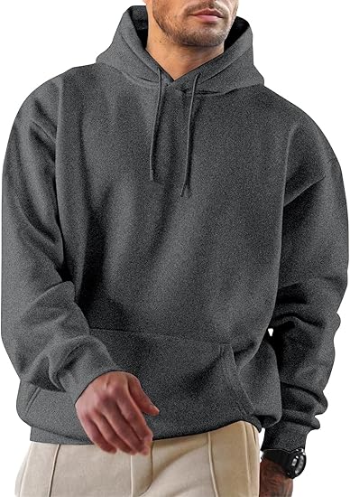 Men’s Casual Hoodie – Classic Pullover Sweatshirt with Kangaroo Pocket and Drawstring Hood, Warm Loose Fit